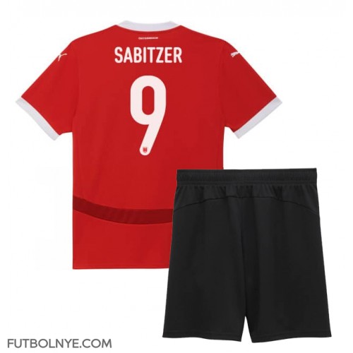 Camiseta Austria Marcel Sabitzer #9 Primera Equipación para niños Eurocopa 2024 manga corta (+ pantalones cortos)